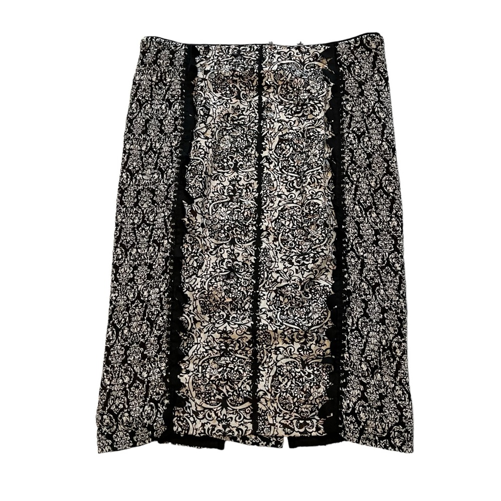 Beguile by Byron Lars Lasercut Pencil Skirt Black Cream Anthropologie, Sz 6 - Picture 8 of 13